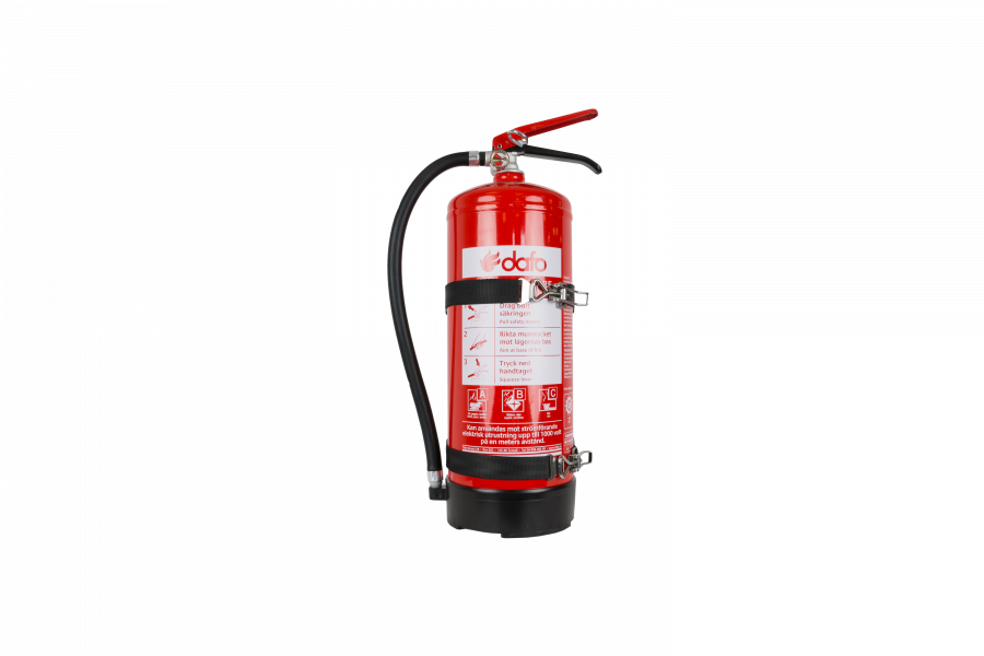 Feuerlöscher 6 kg Pulver ABC, zugelassen mit Fahrzeughalterung.