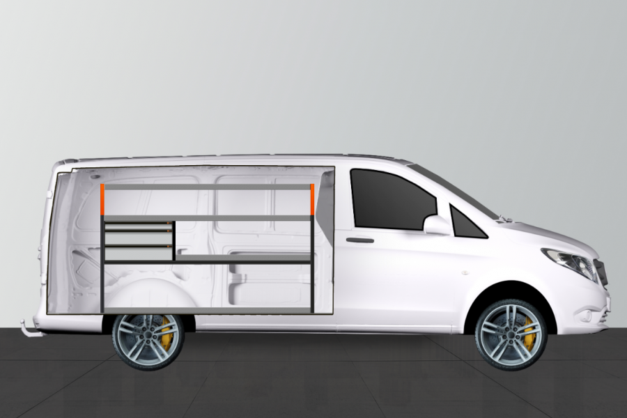 V-LS3 Fahrzeugregal für Mercedes Vito Lang | Work System