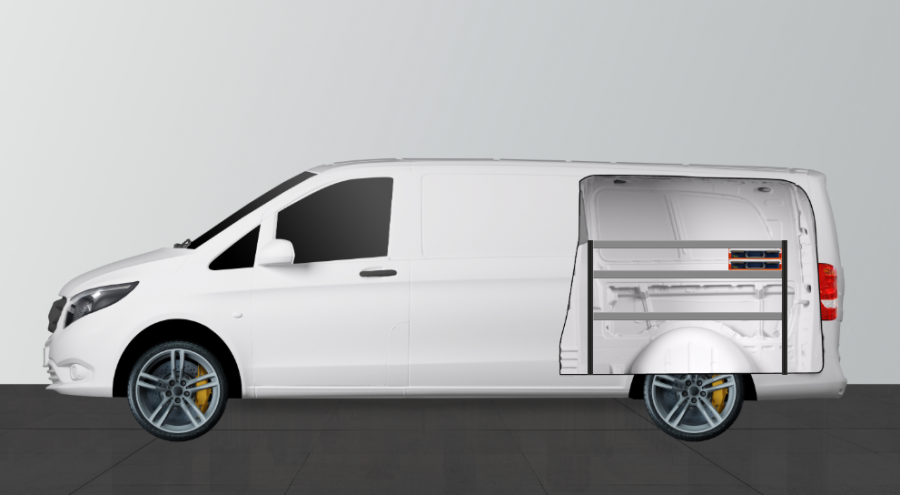 H-SS2 Fahrzeugregal für Mercedes Vito Mixto Extra Lang | Work System